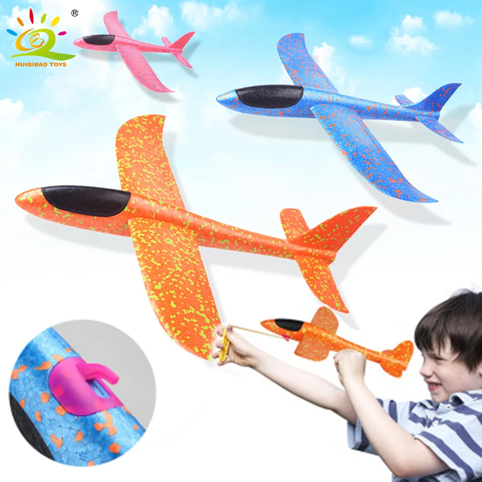 35CM Hand Throw Flying Glider Plane Foam Aeroplane Toys Launch Fillers Bubble Airplane Model DIY Interactive Toys For Children