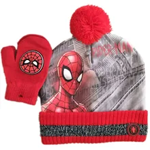 Мультяшная плюшевая хлопковая вязаная шапка Супергероя человека-паука, теплая мягкая зимняя шапка, шапочки для детей и взрослых, шапка для костюмированной вечеринки, шапочки с перчатками