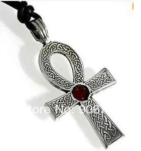 

30pcs a lot antique silver plated religious ankh cross with colorful crystal pendant necklace jewelry