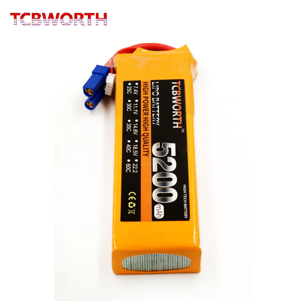 TCBWORTH 2S RC Airplane LiPo battery 7.4V 5200mAh 40 80C For RC