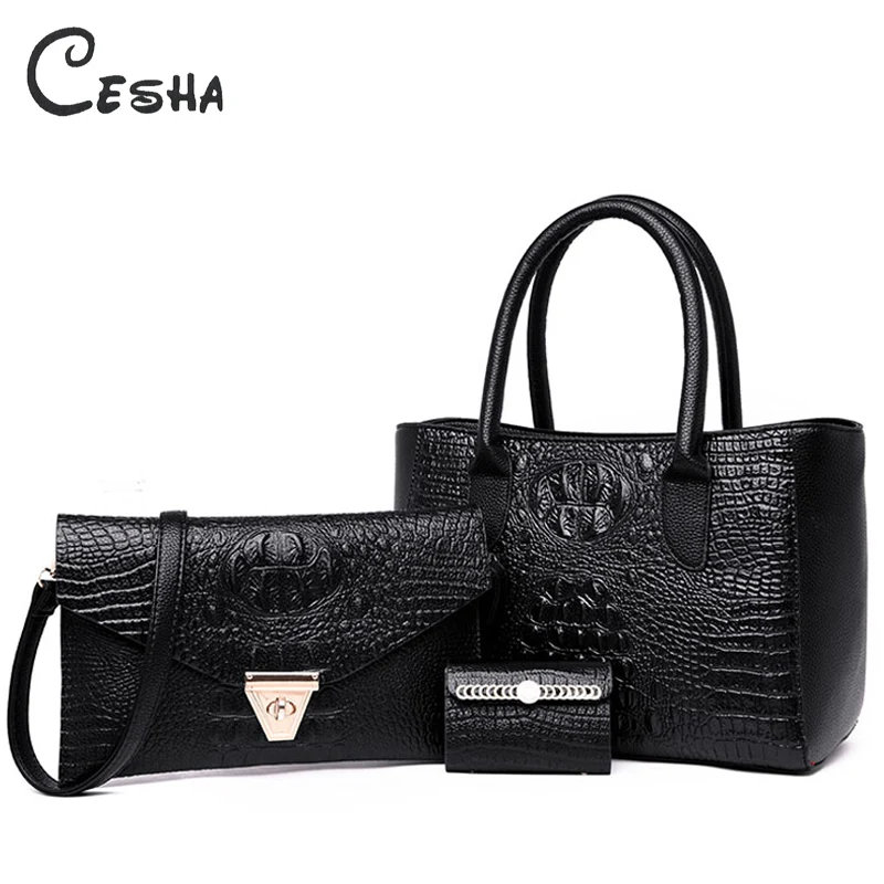 

Alligator pattern women handbags shoulder bags set female pu leather composite bag fashion casual practical women's bag 2018