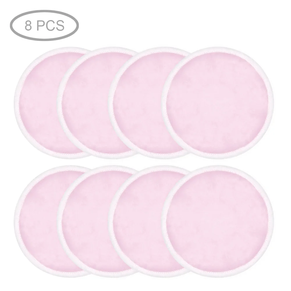 4/8/10pcs Washable Cleansing Cotton Reusable Make Up Remover Pads Microfiber Make-up Natural Bamboo Three Layer With Laundry Bag - Цвет: 8pcs Pink