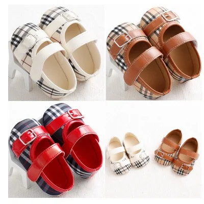 Plaid Bow female baby comfort toddler shoes soft bottom infant princess shoes baby plaid princess shoes first walkers