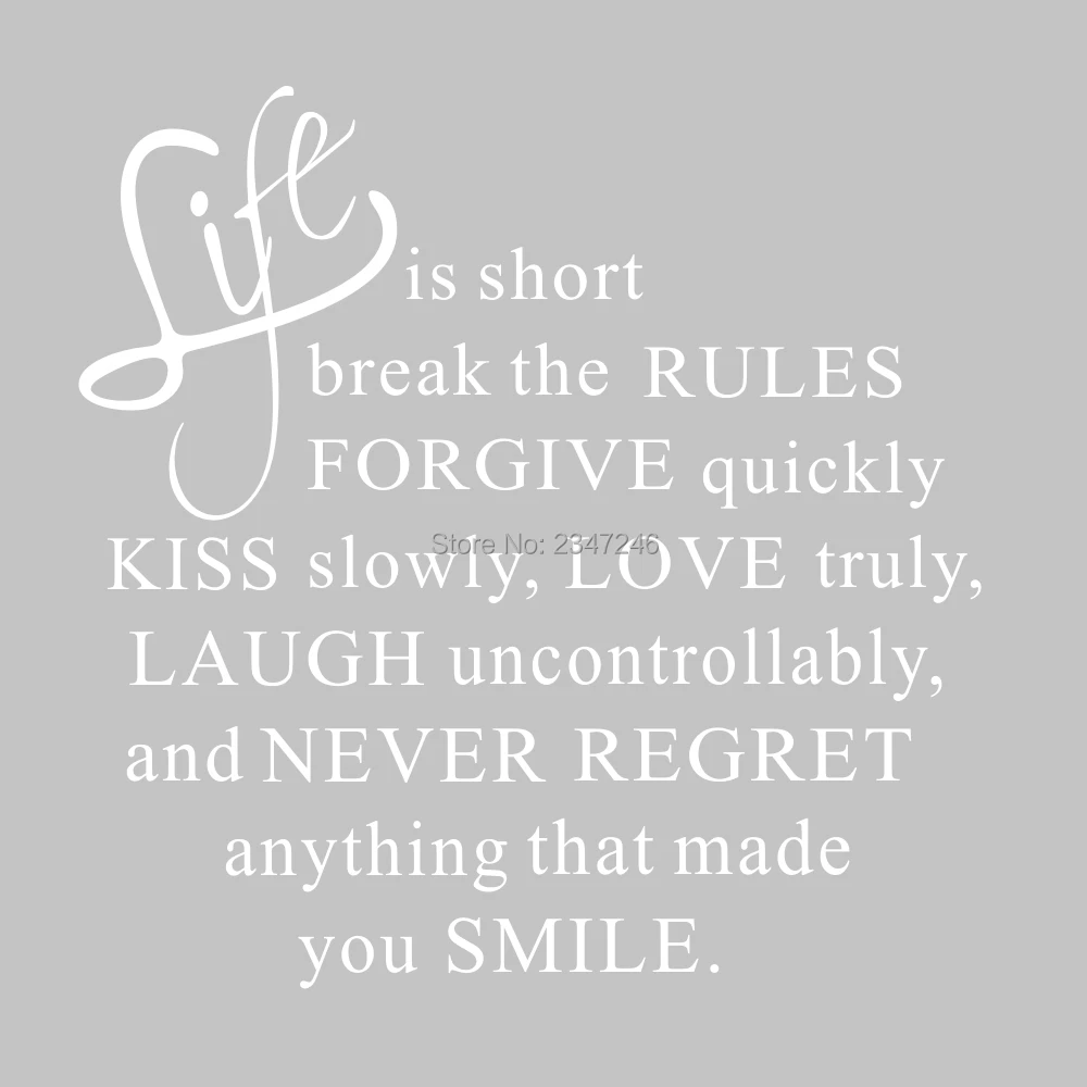 quotes life is short online shop life is short break the rules quotes wall decal wisdom