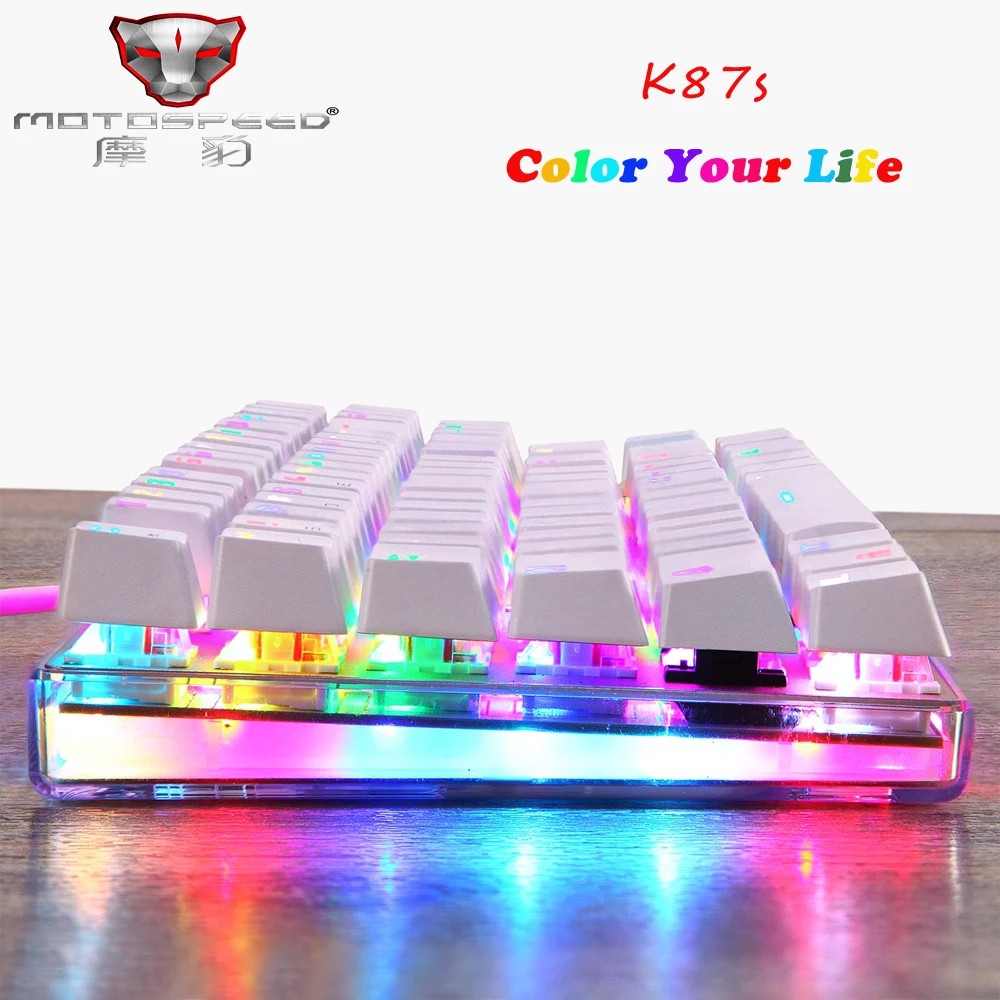 Оригинальная механическая клавиатура Motospeed K87S с RGB подсветкой, проводная USB, синие/красные переключатели, игровая клавиатура с 87 клавишами для игр