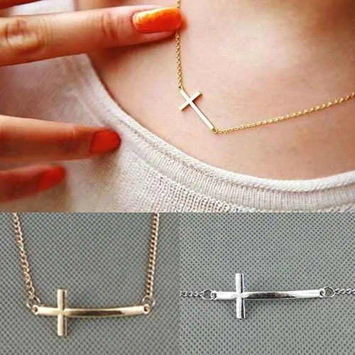 

Women's Fashion Concise Neck Chain Cross Pendant Necklace Shining Jewelry Gift