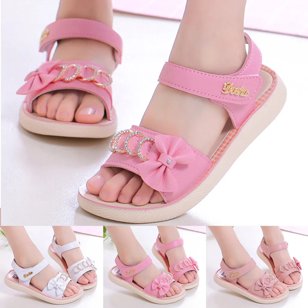 

MUQGEW Toddler Infant Kids Baby Girls Rhinestone Casual Princess Shoes GOOK&LOOP Flat Heels Sandals children girls summer shoes