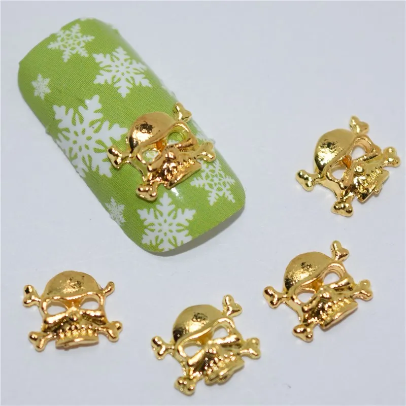 

10psc New Golden Skull 3D Nail Art Decorations,Alloy Nail Charms,Nails Rhinestones Nail Supplies #397