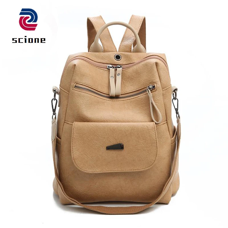 

Fashion Women Leather Backpack High Quality Female School Backpack For Teenage Girls Vintage Multifunction Shoulder Bag Mochila