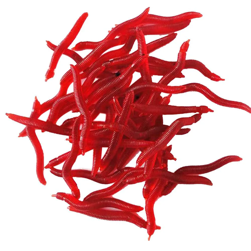 

200pcs/set 4.5cm PVC Soft Lure Red Worms EarthWorm Fishing Baits Worms Trout Fishing Lures fishing tackle fishing spoon jigs