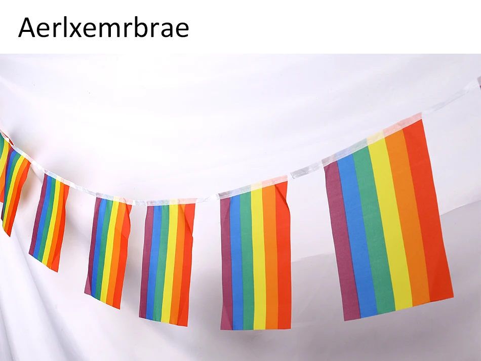Aerlxemrbrae 5,5 м 20 шт/набор 14 см x 21 см d Радужный струнный флаг полиэстер Стандартный флаг для геев Pride Peace Flags