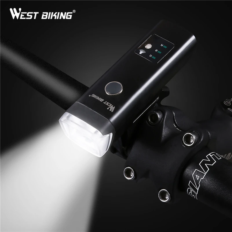 WEST BIKING Bike Front Light Induction Bicycle Bright Light USB Charging Flashlight Cycling Waterproof Torch Bike Headlight - Image 2