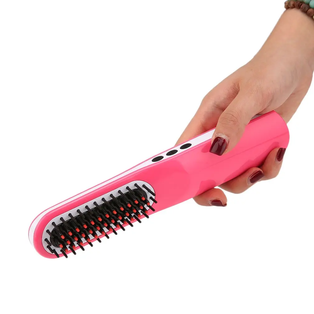 

USB Rechargeable Straightening Hair Comb Fast Auto With LCD Digital Display Wireless Anti-perm & Three Button Design beauty