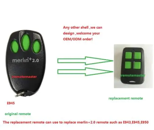 

merlin+2.0 remote , E945,E950,E943,MRC950EVO, MR650EVO ,MR850EVO, MT3850EVO remote control replacemnet