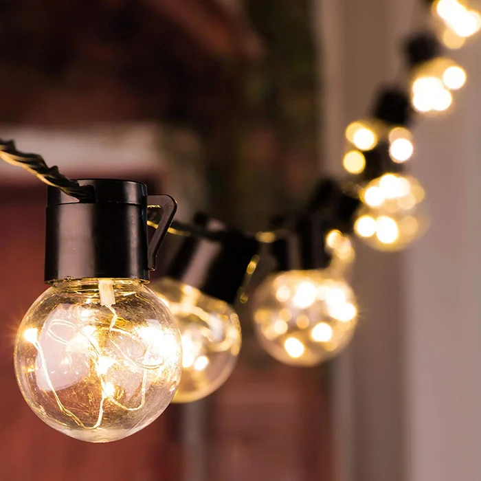 

LED Outdoor Light String with 20 Transparent Bulbs for Backyard Deck Balcony Interior Bistro Party Decoration Lighting Strings