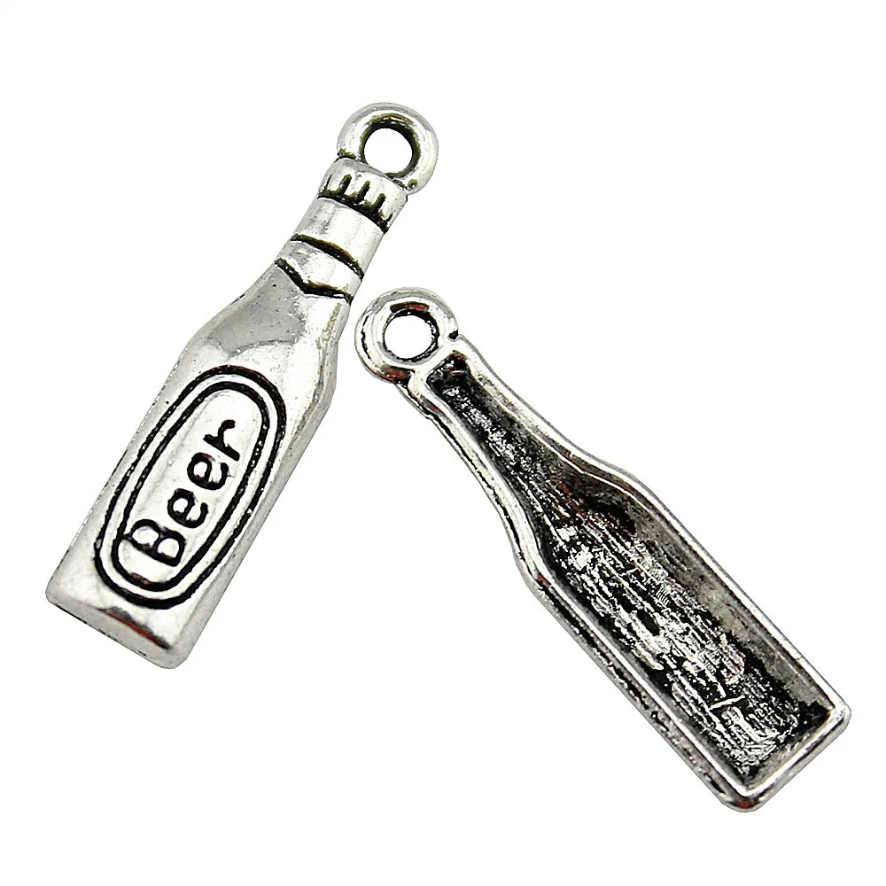 

30pcs Charm Beer Bottle Beer Pendant Charms For Jewelry Making Antique Silver Beer Bottle Charms 6x24mm