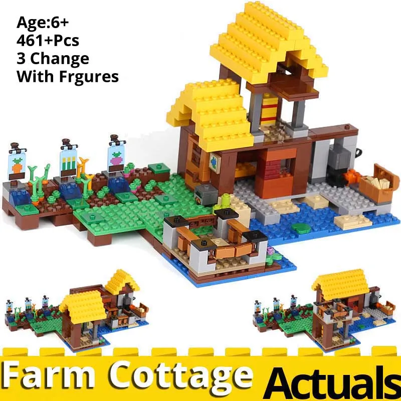 

BOLX 81053 MY WORLD Farm Cottage Compatible Minecraft 21147 house model set building bricks Blocks Educational toys for children