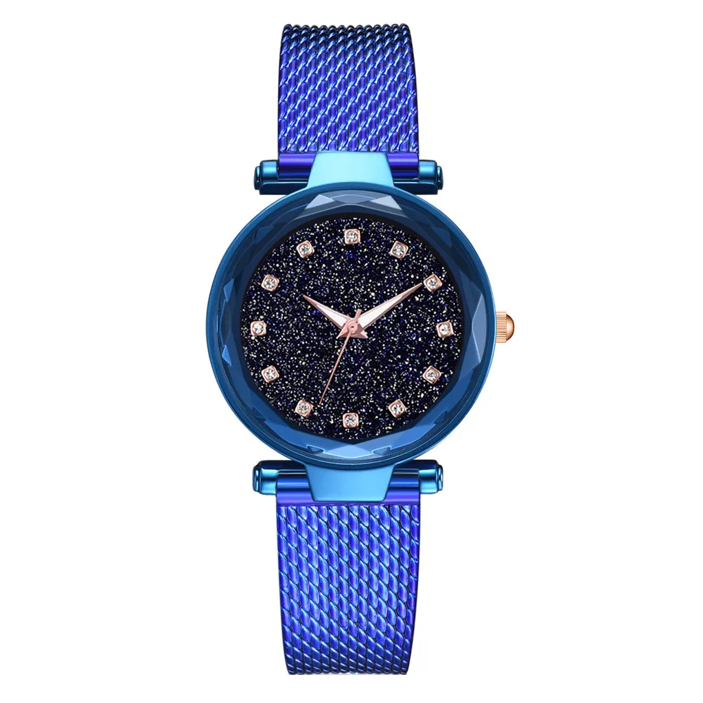 Fahion звездное небо часы женские кварцевые Роскошная лента тренд черные фиолетовые электронные часы женские наручные часы - Цвет: B