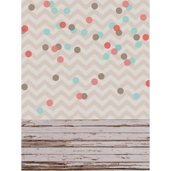 

Baby Girl's Happy Birthday Background Wood Floor Printed Polka Dots Chevron Wallpaper Kids Children Photography Studio Backdrops