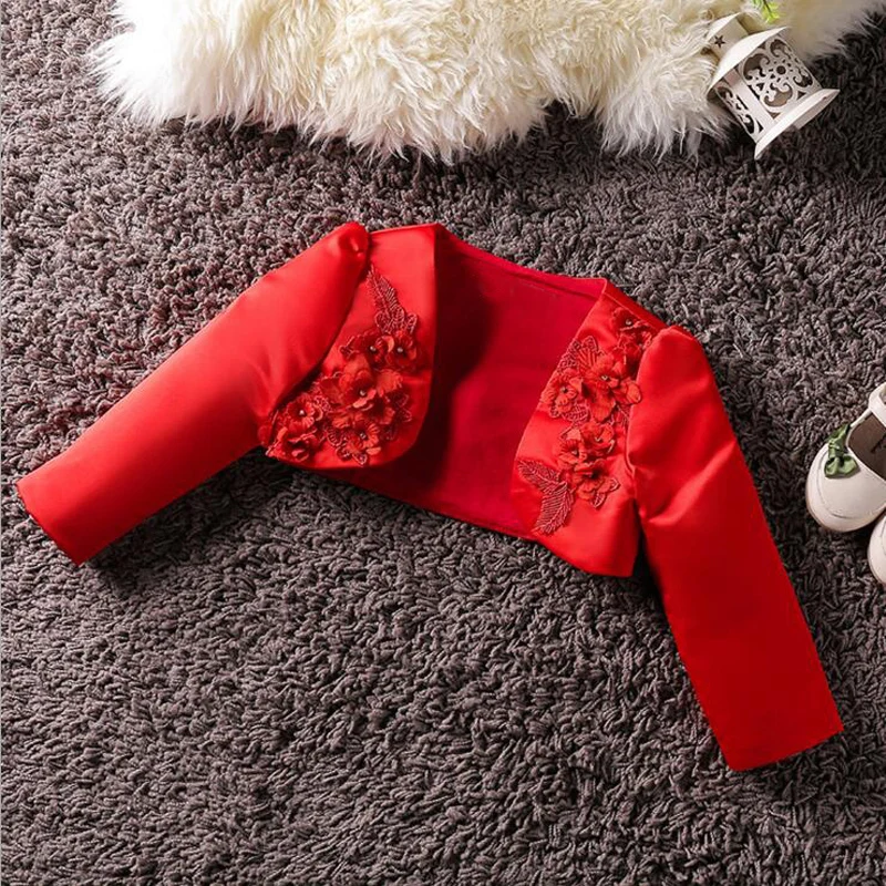 wonderful  ActhInK New Girls Floral Wedding Bolero Brand 5 Colors Children Formal Dress Cape Baby Girls Long S