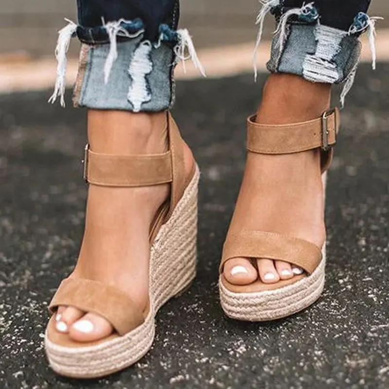

Summer Ultra High Wedges Heel Sandals 10 Open Toe Platform Elevator Women Sandals 2019 Shoes Plus Size Pumps WXG696