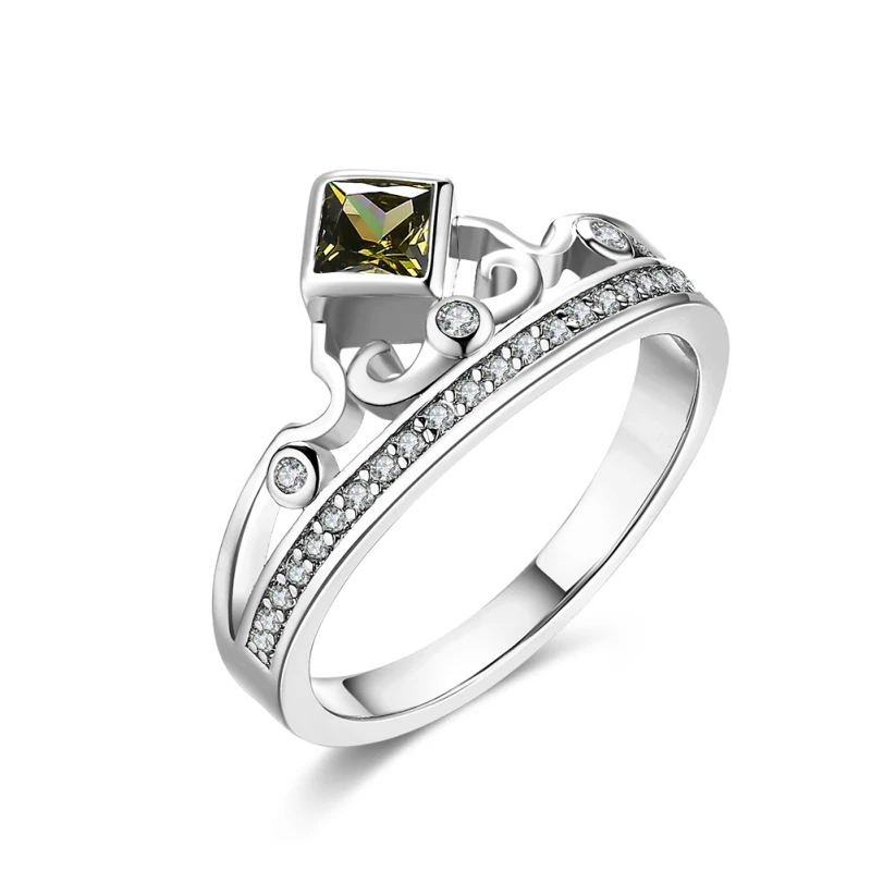 

Garilina fashion jewelry trinket Green CZ Ring for teen girls womens Silver Fille party Anniversary Ring R2177