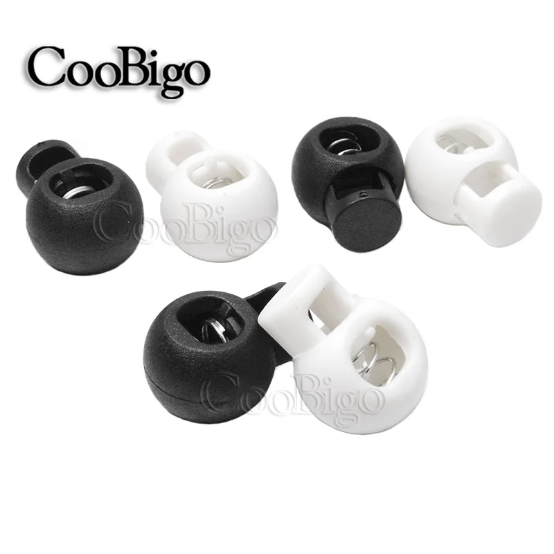

10~1000pcs Plastic Ball Cord Locks Round Toggle Clip Cord End Stopper For Bag Backpack Garment Accessories#FLS005-B/W