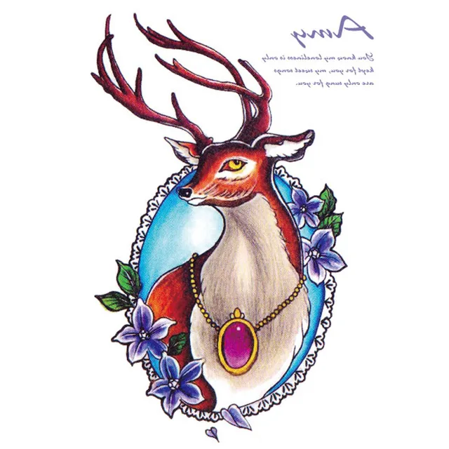 451 Yeeech Temporaire Tatouages Autocollant Pour Femmes Sexy Cerfs Elk élégant Animal Designs Faux Grand Bras Jambe Corps Art Maquillage