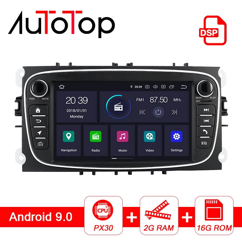 

AUTOTOP DSP 2 Din Android 9.0 Car DVD GPS Player For Ford/Focus/Mondeo/S-MAX/C-MAX/Galaxy/Kuga Multimedia Car Radio Navigation