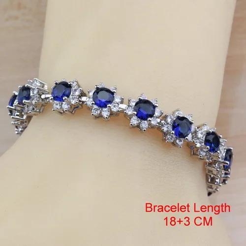 925 Серебряный женский модный костюм с натуральными камнями CS Blue Ювелирные наборы Висячие серьги/ожерелье/браслет и кольцо наборы - Окраска металла: Bracelet
