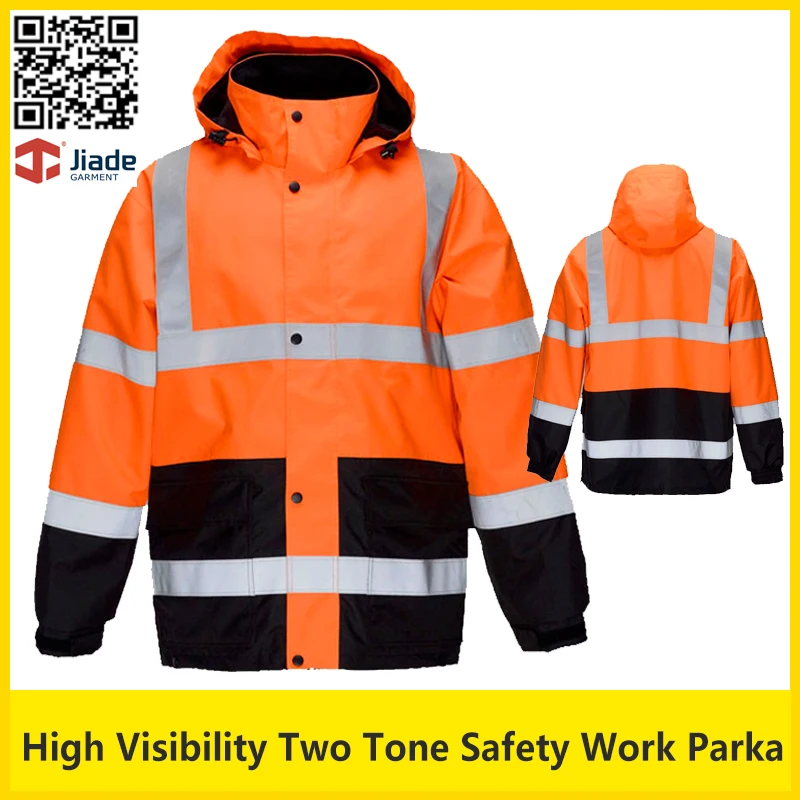 Jiade High visibility two tone reflective safety work jacket thermal winter jacket workwear