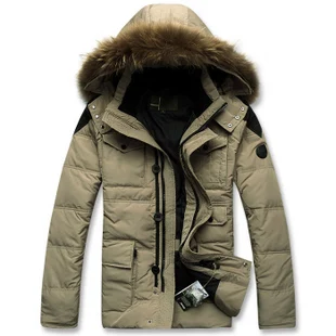 Free shipping winter snow Men's Warm Down Fur Hooded Puffer Bomber ...