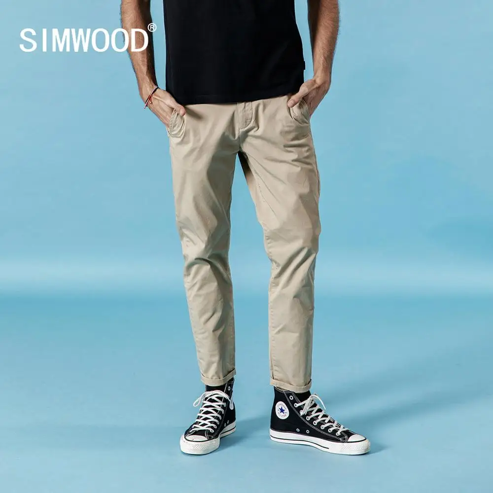 Мужские повседневные брюки SIMWOOD эластичные штаны длиной до щиколотки 2019 летние