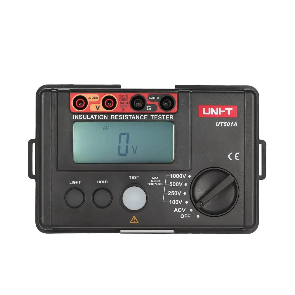 

UNI-T UT501A Digital Insulation Resistance Meter Ground Tester Megohmmeter Voltmeter High Voltage Input Alarm Backlight 1000V