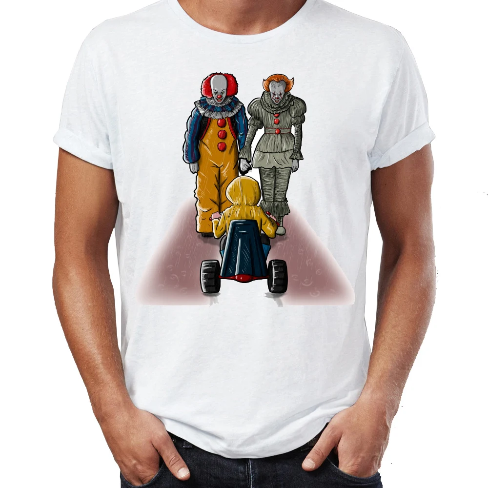Мужская футболка It You Will Float Too Scary Clown Team Up Horror Movie Artsy Awesome Art Printed Tee | одежда