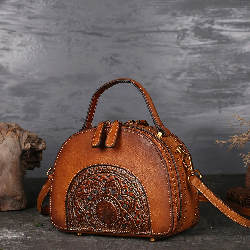 

2019 Vintage women Genuine Leather handbags Handmade luxury handbags women bags Traditional style and high quality ME992