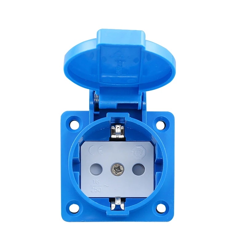 

16A 250V Blue Generator Control Panel Germany Waterproof Socket European Dust Socket For Home Desktop Connector Plug