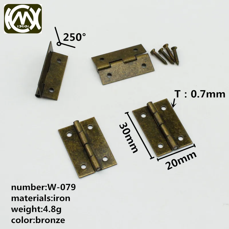 Koop 50 stks partij 20*30 De Chinese hardware fabriek produceert De trompet scharnieren Brons miniatuur kleine scharnier geschenkdoos hardware W 079