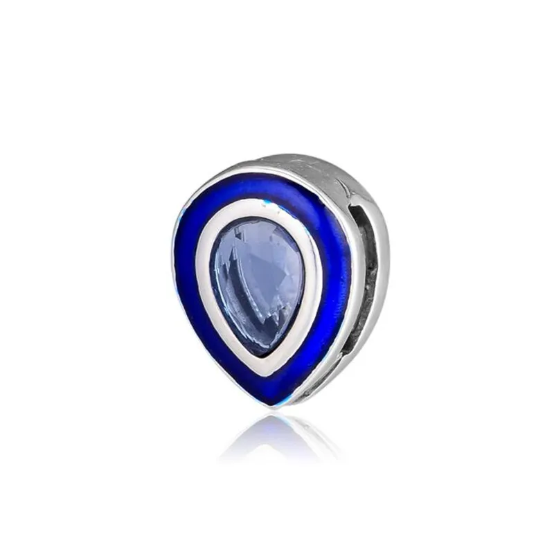

Fits For Reflexions Bracelets 100% 925 Sterling Silver Dazzling Blue Enemal Droplet Clip Charm Reflexions DIY Bead For Women