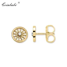 Серьги-гвоздики Золото солнце модный подарок для женщин мужчин Ts высокое качество серьги Томас стерлингового серебра 925 модные ювелирные изделия