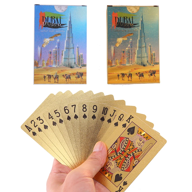 24K позолоченные игральные карты, водонепроницаемые пластиковые игральные карты, креативный подарок, покерные карты, коллекция пластиковых игровых карт