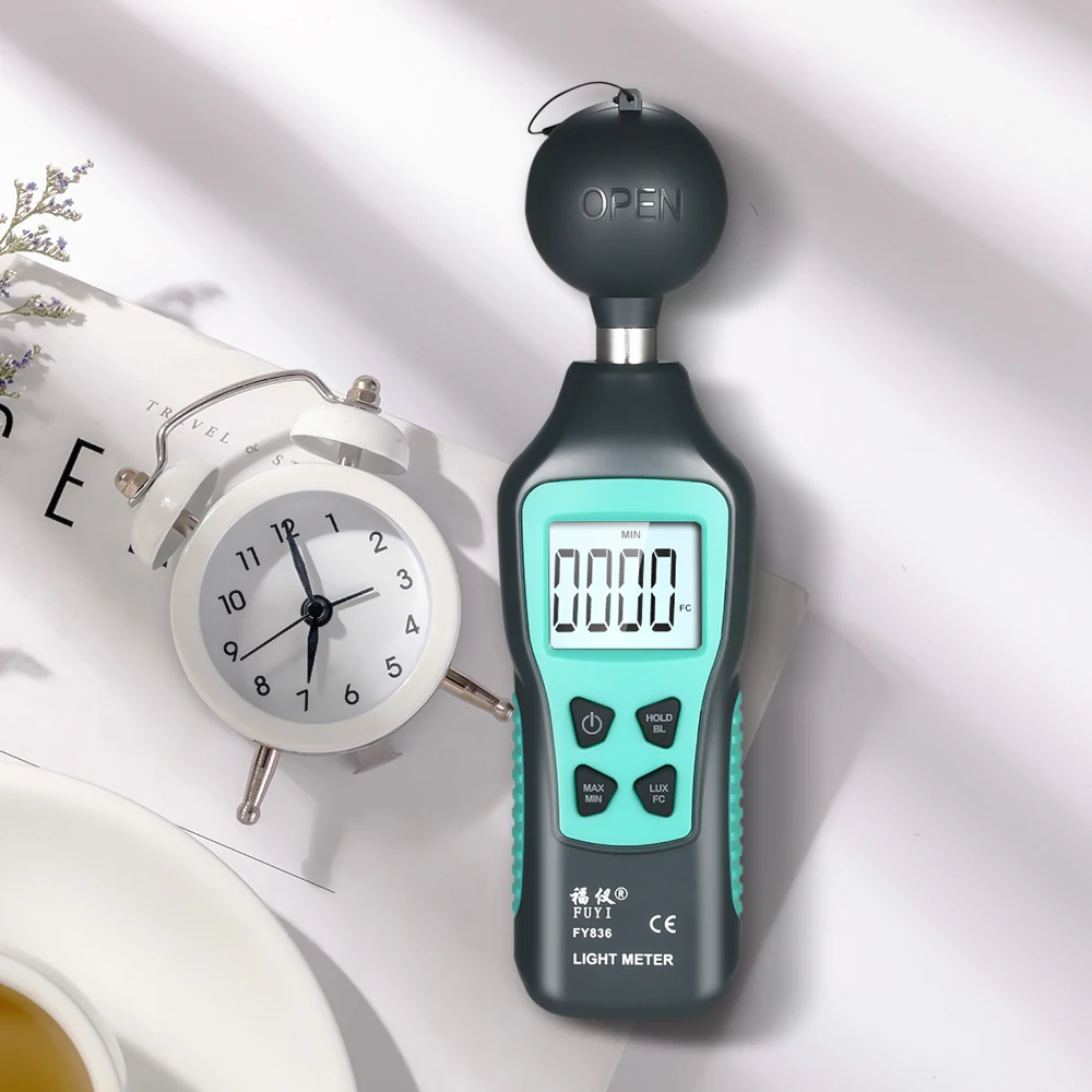 

FY836 Mini Luxmeter Light Meter LCD Display Handheld Photometer 20K Fc TO 200K Lux Light Sensor With Max/Min/Data Hold Mode