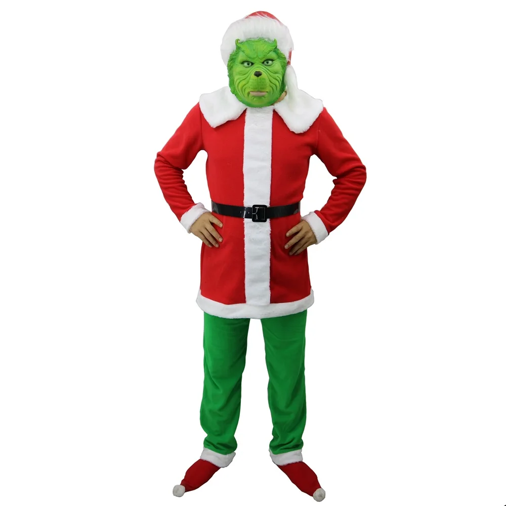 The Grinch Adult How the Grinch Stole Christmas Cosplay Santa Claus Costumes Cap Socks Belt Mask The Grinch Adult How the Grinch Stole Christmas Cosplay Santa Claus Costumes Cap Socks Belt Mask