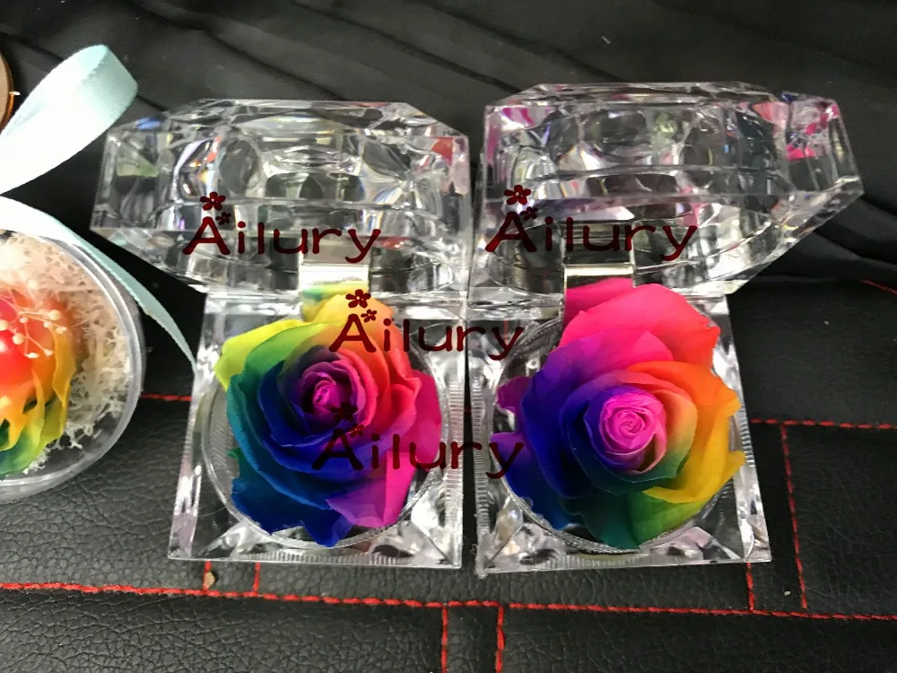 

Preserved rose eternal flower ring box colorful roses,Key chain,Valentine's Day gift,natural,real.Christmas gift