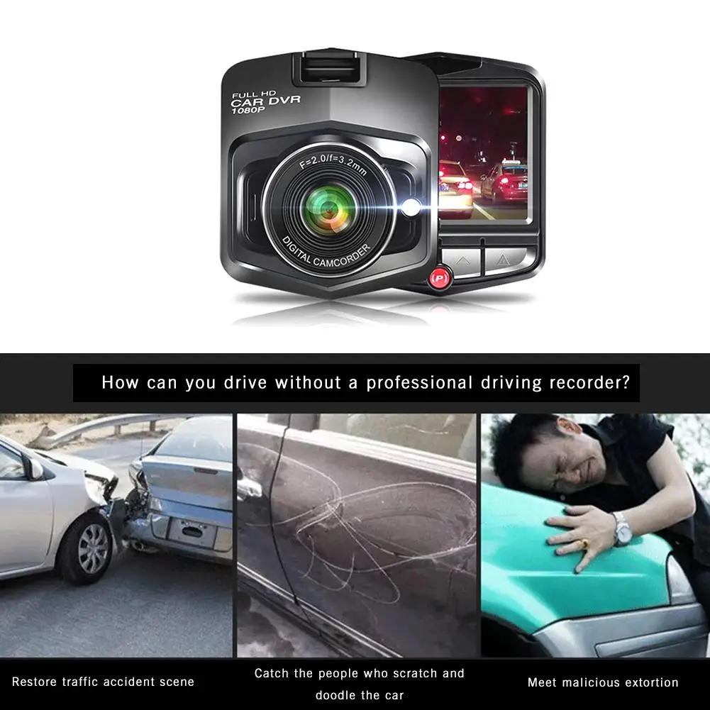 2 4 дюйма спереди и сзади Dash Cam с двойными линзами для вождения Регистраторы 1080P HD