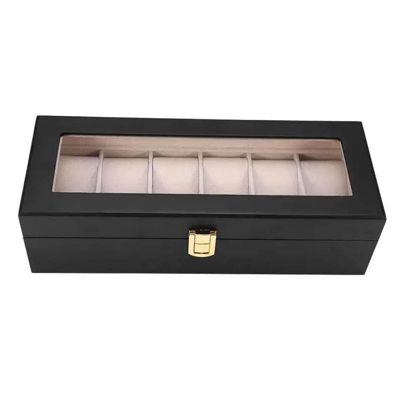 

6 Grids Wooden Watch Holder Wristwatch Display Case Jewelry Gift Storage Box Organizer