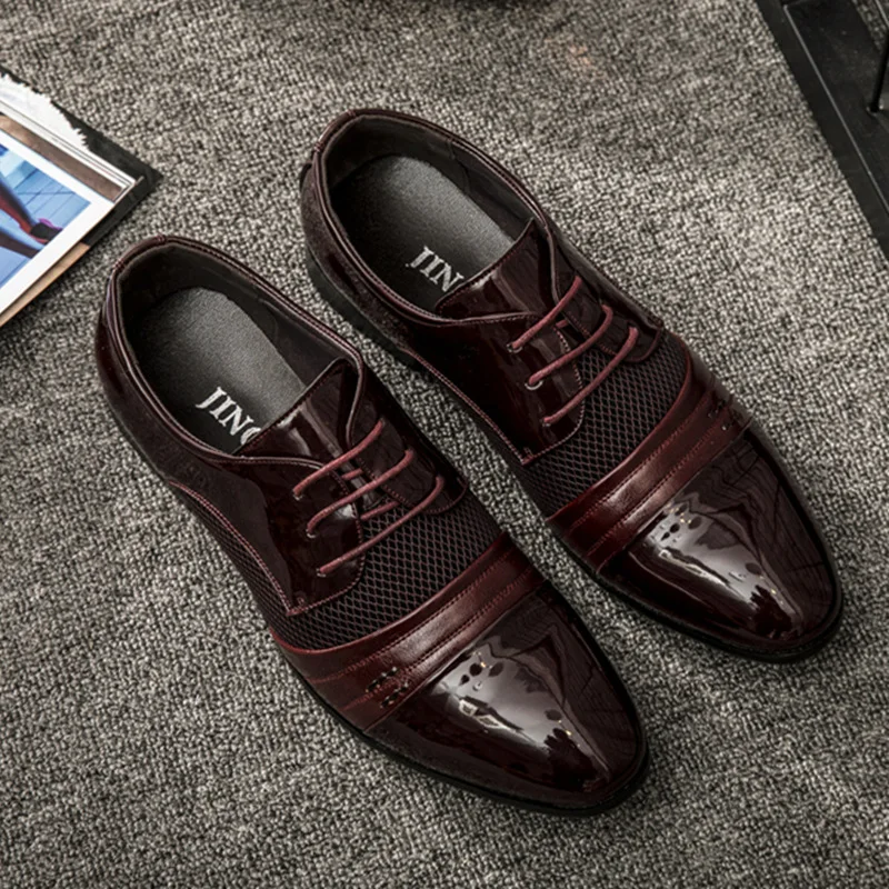 Модные кожаные мужские туфли-оксфорды на шнуровке, повседневные, деловые, для офиса, простые, размера плюс 38-48, мужские, официальные, свадебные туфли, Мужские модельные туфли