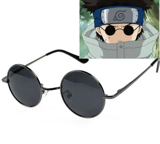 New Naruto Cosplay Aburame Shino Cosplay Round Lens Sunglasses Black 