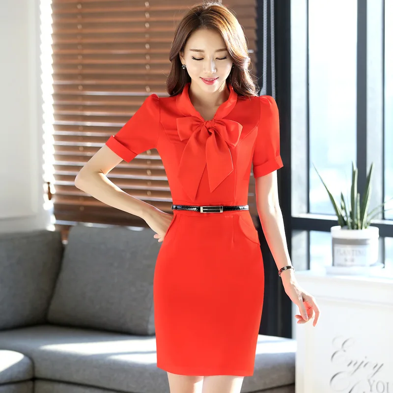 

2018 Plus Size 4XL 3XL Bow Summer Formal Office OL Dress Women Elegant Business Work Wear Dress Elegant Sexy Party Dresses HN226
