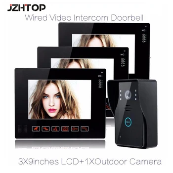 

Wired Video Intercom One To Three Doorphone Doorbell With 9 Inches LCD And IR Night Vision Outdoor Camera For Apartment